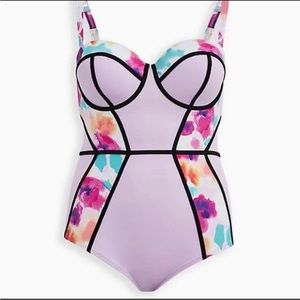 Torrid Purple Black-outlined size 2 D/DD swim suit